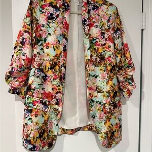 Lavender Brown Multicolor Floral Blazer
